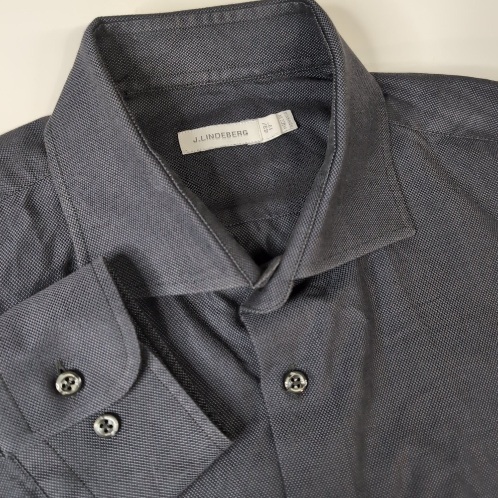 J. Lindeberg Blue Button Shirt Mens Size‎ 17 43 Long Sleeve